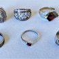 Vintage Sterling Silver Garnets & CZs Rings Lot Collection Sizes ~ 4.5 -9