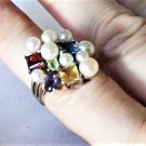 Vtg Sterling Silver Brazilian Mix ROSS SIMONS Gemstone Pearl Ring Lot Sz ~ 7.5