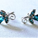 Vintage Sterling Silver Art Deco Aqua R/S Sterling Silver Flower Earrings Lot