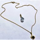 Vintage Gold Plated Gen. Gemstone Diamond Necklace & Pendant Lot of 2 Pieces