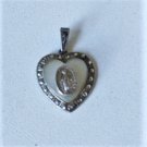Atq Sterling Silver MOP Marcasite Miraculous Mary Heart Necklace Pendant Lot