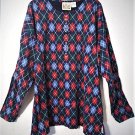 Vintage Deadstock Harlequin Argyle BCI Clothing Co. LS Cotton 12-Button Henley T