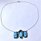 Vintage Sterling Silver SOUTHWEST Navajo Turquoise Pendant Necklace Lot 21-3/4"