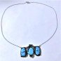 Vintage Sterling Silver SOUTHWEST Navajo Turquoise Pendant Necklace Lot 21-3/4"