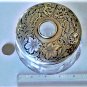 Antique Heavy Cut Crystal Hair Receiver Blackington Foliage Design Sterling Lid