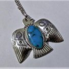Sterling Silver Southwestern Turquoise Native Thunderbird Pendant Necklace Lot