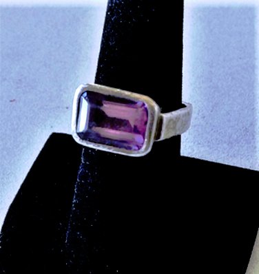 Vtg Sterling Silver MODERNIST Amethyst *Miner's Den* FEB Birthday Ring Lot Sz 8