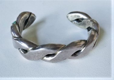 Vtg Sterling Silver NAVAJO Michael Chavez Thick Hammered Cuff Bracelet Lot