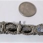 Antique Silver Alloy SE Asian Niello Tribal Hand Clasp Bracelet Lot 7"