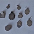 Vintage Sterling Silver Mono Engraved Necklace Pendant & Earrings Lot