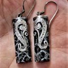 Vtg Sterling 925 Silver Bali Dangle Drop Earrings w Leopard Lace Agate Lot