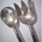 Antique Sterling Silver DF Mexico Mid Cent Modern Teak Handle Salad Serving Set