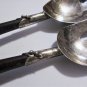 Antique Sterling Silver DF Mexico Mid Cent Modern Teak Handle Salad Serving Set
