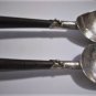 Antique Sterling Silver DF Mexico Mid Cent Modern Teak Handle Salad Serving Set
