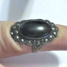 Antique Victorian Edwardian Sterling Silver Marcasite & Onyx Ring Lot Size 5.5