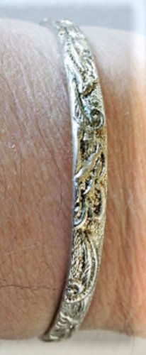 Vintage Sterling Silver Rare Relief Floral Pattern MEXICO Bangle Bracelet Lot