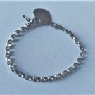 Vtg Sterling Silver ITALY Rolo Chain Bracelet Lot w Dangle Heart Charm 7"