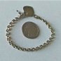 Vtg Sterling Silver ITALY Rolo Chain Bracelet Lot w Dangle Heart Charm 7"