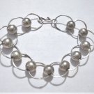 Vtg Sterling 925 Silver Modernist Ball & Hammered Ring Bracelet Lot 9"