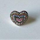 Vintage Sterling Silver Huge Blingy Pave Rhinestone Heart Ring Size 7.