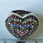 Vintage Sterling Silver Huge Blingy Pave Rhinestone Heart Ring Size 7.