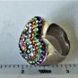 Vintage Sterling Silver Huge Blingy Pave Rhinestone Heart Ring Size 7.