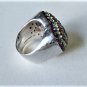 Vintage Sterling Silver Huge Blingy Pave Rhinestone Heart Ring Size 7.