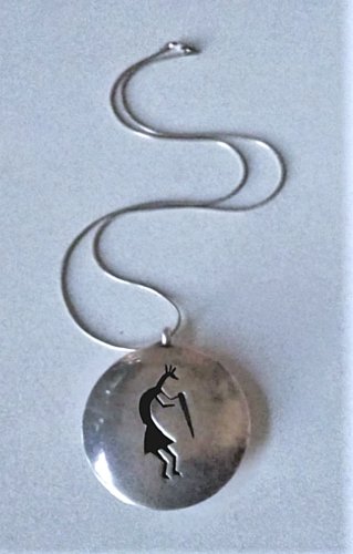 Vintage Sterling Silver Southwest Hopi Kokopelli Shadowbox Pendant Necklace Lot