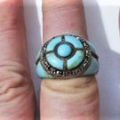 Vintage Sterling Silver Southwest Turquoise Marcasite Ring Lot Sz 9