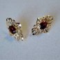 Vintage Sterling Silver Gold Plated Garnet Stud Earrings Lot w Surg Steel Post