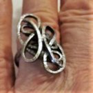 Vintage Sterling Silver MODERNIST Hammered Free-Form W Germany Ring Lot Adj Sz