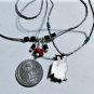 Vtg Sterling Silver Southwest Turq & Coral Owl  & Beaded Pendant Necklace Lot