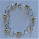 Vtg Sterling Silver MODERNIST Geometric Linkd & GF Balls Bracelet Lot 8"