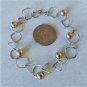 Vtg Sterling Silver MODERNIST Geometric Linkd & GF Balls Bracelet Lot 8"