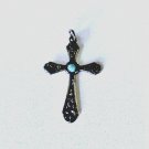 Antique Victorian 835 Silver Turquoise Cross Necklace Pendant Lot
