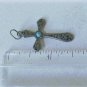 Antique Victorian 835 Silver Turquoise Cross Necklace Pendant Lot