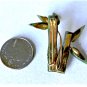 Vtg Gold Plated Carved Green Asian Jade Swoboda? Bamboo Leaf Twig Pin Brooch Lot