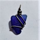 Vintage Sterling Silver Wire Wrapped Blue Sea Glass Necklace Pendant Lot