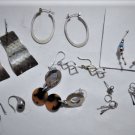Vintage Nice Sterling Silver Modernist Earrings Lot Collection of 7