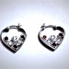Vintage Sterling Silver Ross Simon Ruby & Clear CZ Open Heart Hoop Earrings Lot