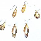 Vintage Laser Cut Gold vermeil Sterling Silver Dangle Drop Earrings Lot of 3 Prs
