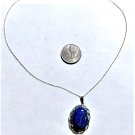 Vintage Sterling Silver UNCAS Azurite Turquoise Cab Pendant Necklace Lot 18"