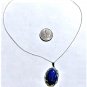 Vintage Sterling Silver UNCAS Azurite Turquoise Cab Pendant Necklace Lot 18"