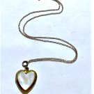 Vtg 12K Gold Filled Mother of Pearl Faced Heart Locket Pendant Necklace Lot 16"