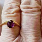 Vintage 18K GE Garnet or Amethyst Solitaire Ring Lot Size 9