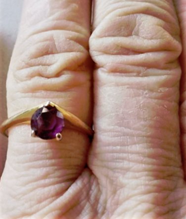 Vintage 18K GE Garnet or Amethyst Solitaire Ring Lot Size 9