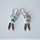 Vtg Sterling Silver Southwest Turquoise Dreamcatcher Feather Dangle Earrings Lot