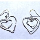 Vintage Sterling Silver Concentric Double Dangle Drop Open Hearts Earrings Lot