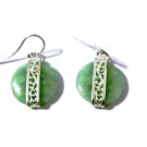 Vtg Sterling Silver Apple Green Jadeite Jade Dangle Drop Wire Earrings Lot GSI