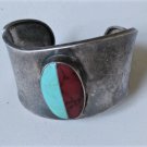 Vtg Sterling Silver SOUTHWESTERN Turquoise Jasper Inlaid Wavy Cuff Bracelet Lot